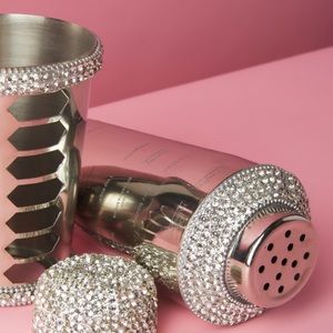 COPY - 8 inches tall Metal cocktail shaker with bling top.